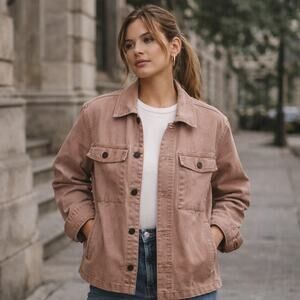 Abercrombie & Fitch SZ XS Utility Style Shirt Jacket Shacket Mauve Relaxed Fit